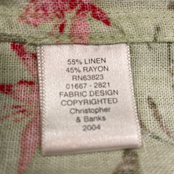 Christopher & Banks Button Down Green Short Sleeve Shirt - Picture 6 of 10